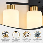 FonmYim Black and Gold Bathroom Light Fixtures, 4-Light Modern Vanity Light - Image 7