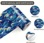 Blue Wave Wallpaper Border 196x4 Inch Peel and Stick Wall Border Self Adhesive - Image 9