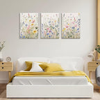 Bwodke Wildflower Wall Art Watercolor Botanical Floral Colorful Canvas Prints - Image 2