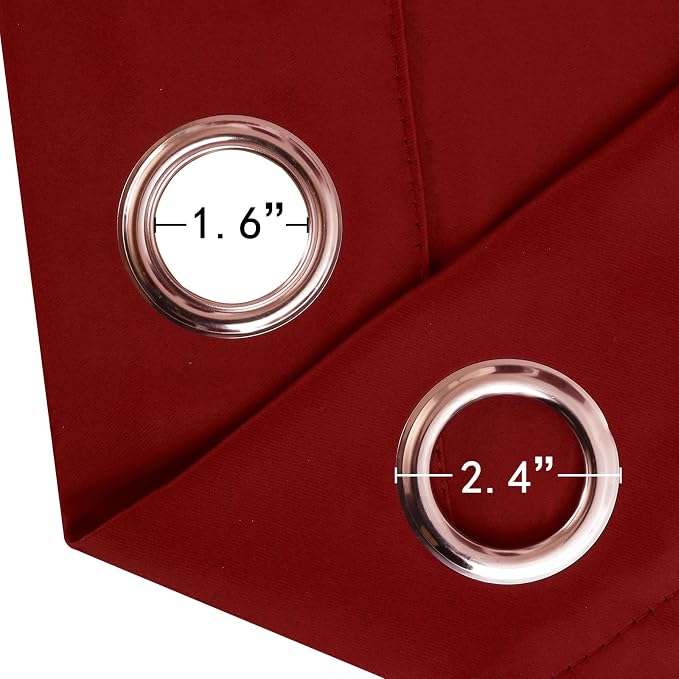 LEMOMO Blackout Curtains 52 x 90 Inch Long Red Curtains Set of 2 Panels Room - Image 5