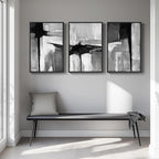 Large Framed Black and White Gray Abstract Wall Art - Image 4