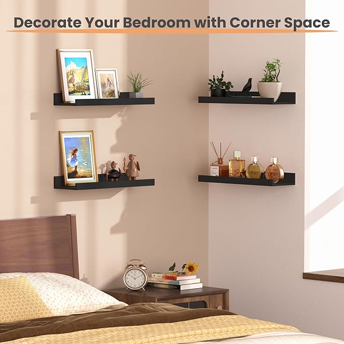 upsimples Floating Shelves for Wall, Wall Shelves for Decor Storage Set of 6 - Image 4