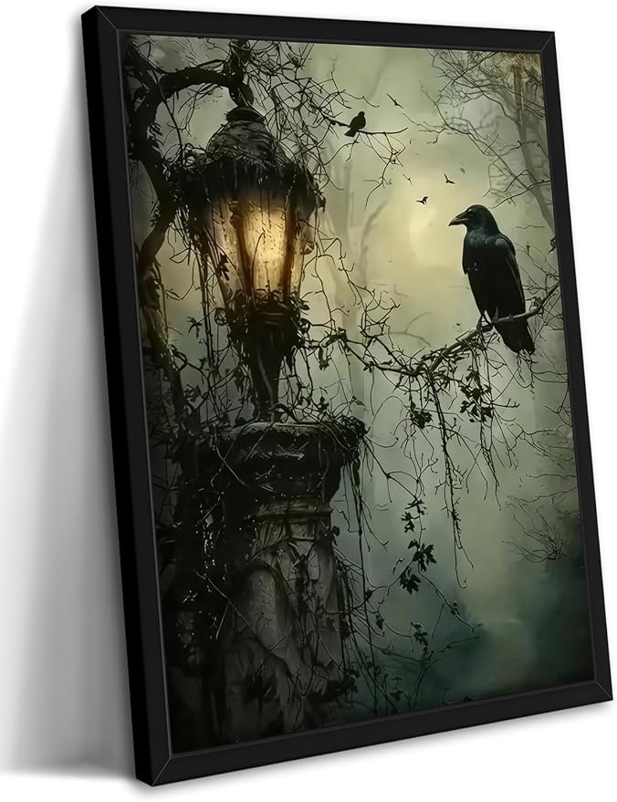 Gothic Decor Framed Wall Art, Vintage Dark Academia Canvas Prints, Horror by MUWAKWallArt