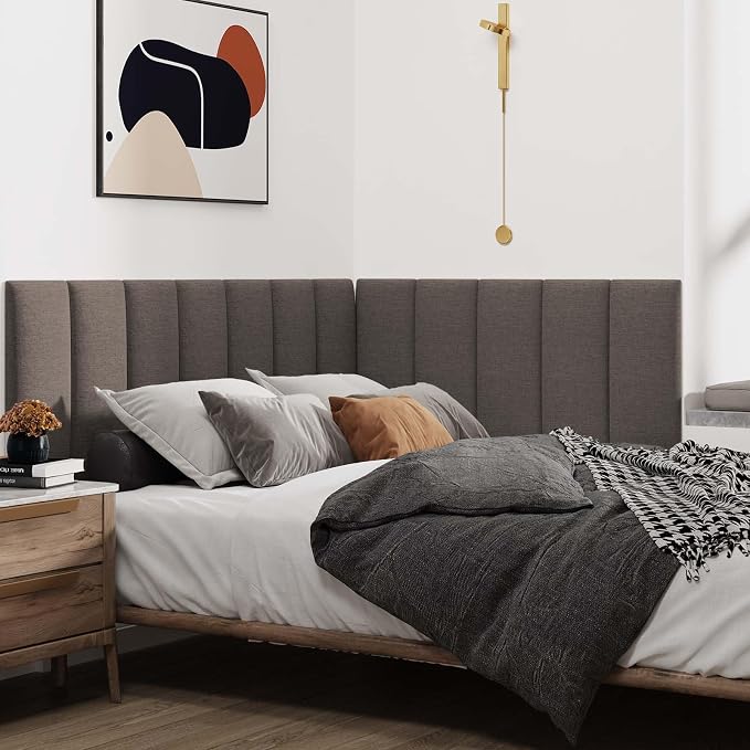 IFNOW Upholstered Wall Mounted Headboard, 3D Soundproof Peel and Stick Panels - Image 2