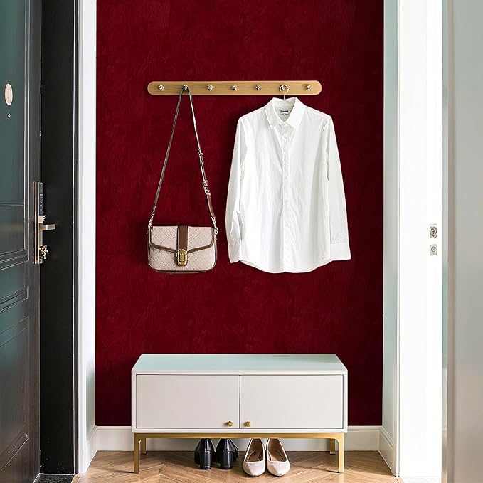 30"x160" Large Size Dark Red Contact Paper Self Adhesive Velvet Wallpaper Peel - Image 4