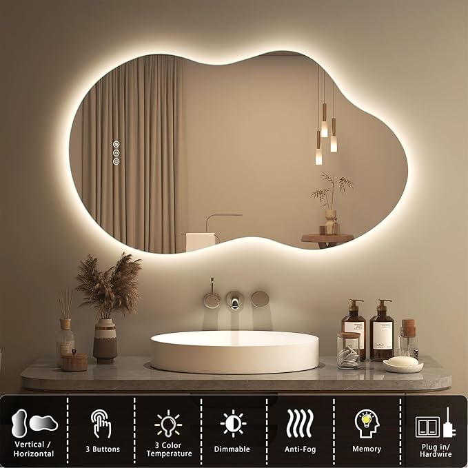 SMIROR Asymmetrical Backlit Bathroom Mirror - Image 3