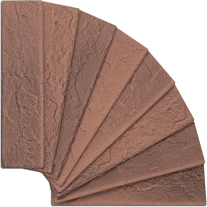 Vintage Brown/Red Faux Brick Wall Tiles, 2 Pieces 3D Thin Brick Veneers - Image 3