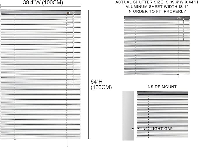 YIIBAII Mini Blinds Suitable for 40" W x 64" H Windows 1" Aluminum Horizontal - Image 6