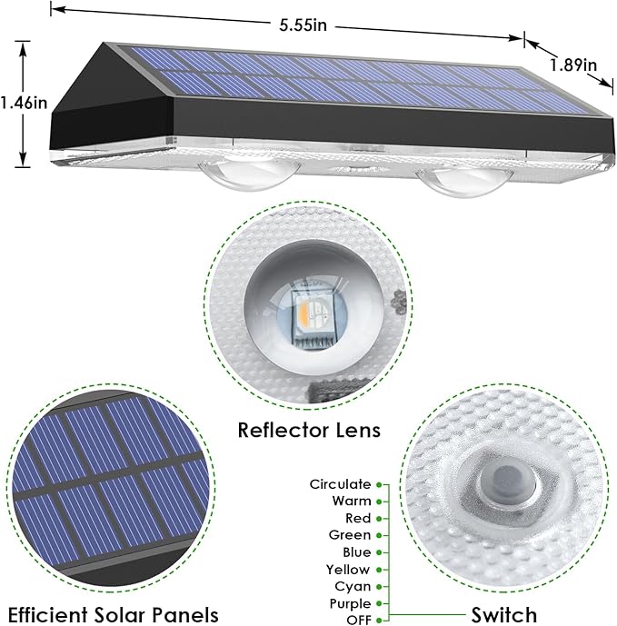 LIANGLOME Solar Fence Lights Outdoor, 2PK RGB Solar Lights - Image 6