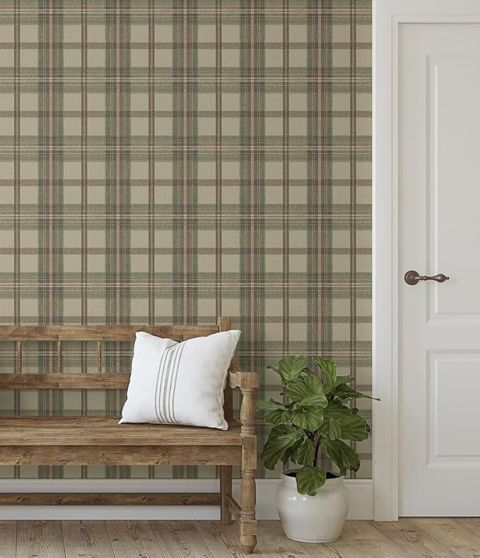 NextWall Harry & Grace Herringbone Plaid Premium Matte Non-Woven Peel and Stick - Image 6