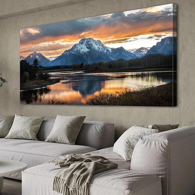Extra Large Mountain Wall Art for Living Room Sunset Nature Grand Teton Wall - Image 6
