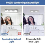 360° Rotate 3-Light LED Bathroom Vanity Light Fixtures, 1300LM Acrylic Chrome - Image 3