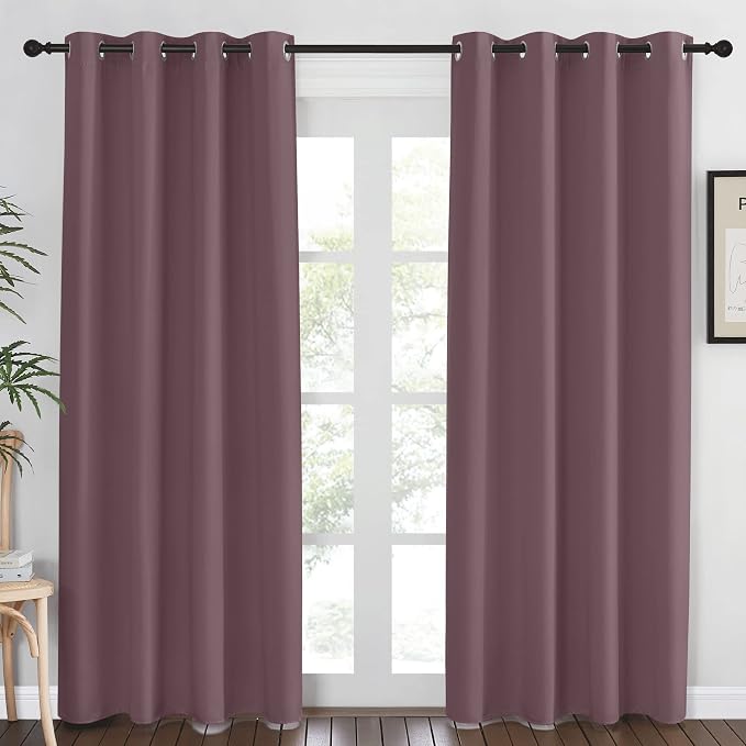 NICETOWN Blackout Dry Rose Curtain 84 inches Long by NICETOWN