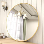 BEAUTYPEAK 24 Inch Round Mirror, Metal Frame Circle Mirror, Wall Mounted - Image 6