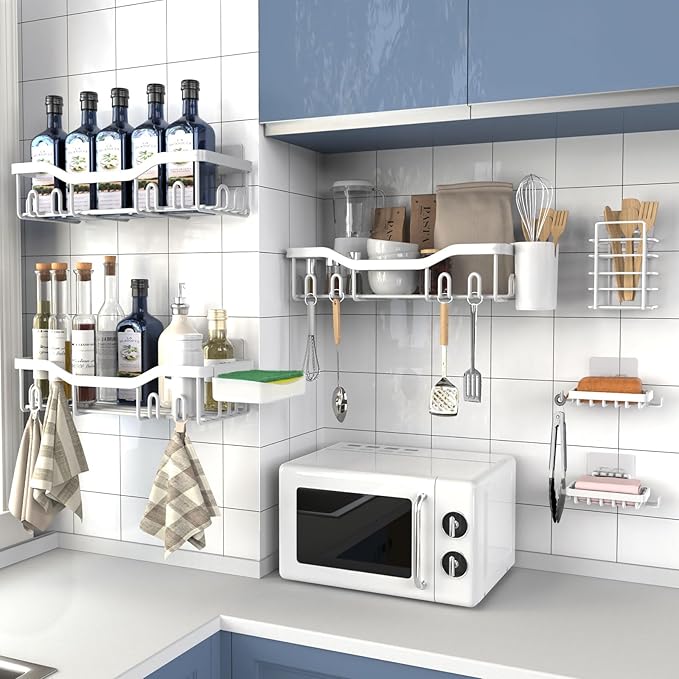 NESOMI Shower Caddy Adhesive Shower Organizer 8-Pack, Rustproof Stainless Steel - Image 6