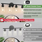 4-Light Bathroom Light Fixtures, Matte Black Modern Vanity Lights Over Mirror - Image 8