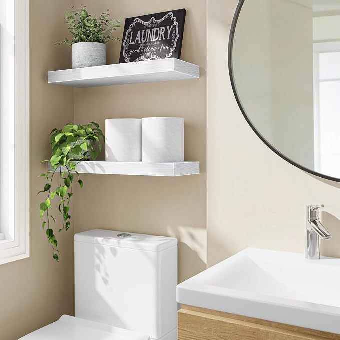 Fixwal Floating Shelves for Wall, 15.7" Wood Wall Mounted Shelves for Living - Image 2