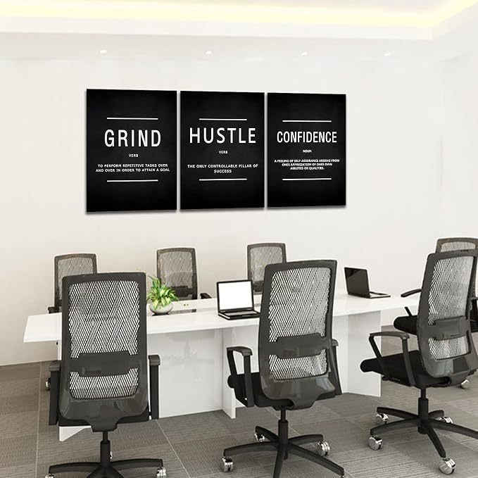 KAWAHONE Motivational Success Canvas Wall Art, Grind Hustle Confidence Wall - Image 4