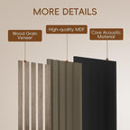 EVERECO 6 Pack Wood Slat Acoustic Wall Panels 92.5" × 7.87", 3D Sound Absorbing - Image 4
