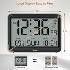 WallarGe Atomic Digital Wall Clock Battery Operated, Self-Setting, Large Display - Image 2