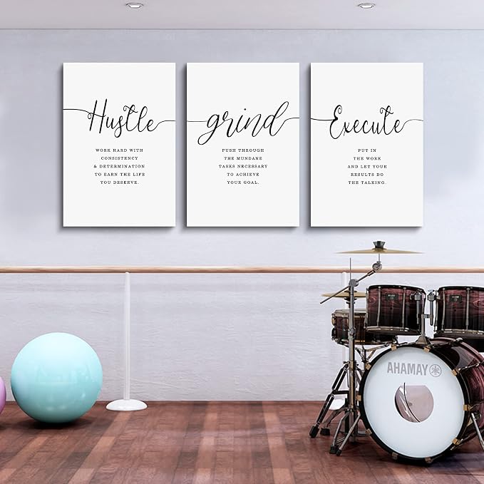 Canvas Grind Quote, Hustle Grind Execute, Inspirational Print, Office Wall Art - Image 2