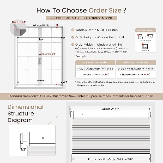 Grandekor No Drill No Tools Cordless Cellular Shades, 36.5" W x 64" H, Light - Image 2