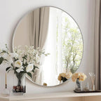 Oruii Silver Round Mirror, Round Mirror 24 inch Brushed Nickel, Circle Wall - Image 9