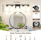 5-Light Bathroom Light Fixtures, Matte Black Light Fixture, Classic Wall Light - Image 8