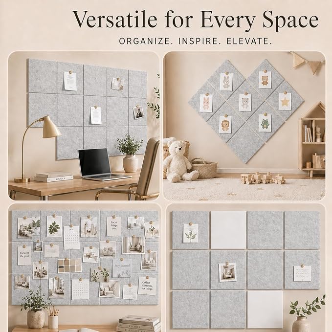 Large Cork Boards for Walls – 48" x 36" Self Adhesive Felt Wall Tiles - Image 6