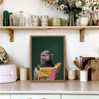 Framed Funny Pigeon Wall Art, Humorous Bird Reading Wall Decor Paintings - Image 3