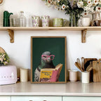 Framed Funny Pigeon Wall Art, Humorous Bird Reading Wall Decor Paintings - Image 3