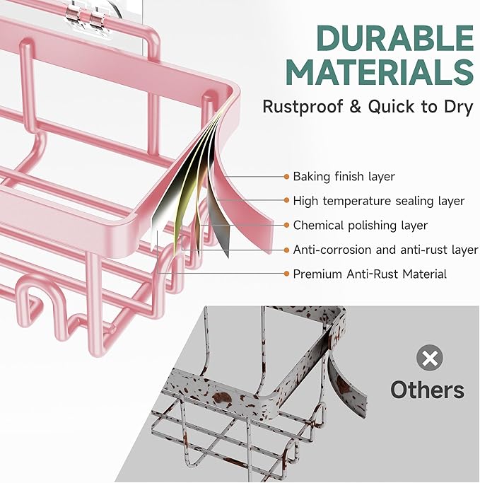Veken Large Capacity Shower Caddy 6-Pack, No Drilling & Rustproof, Adhesive - Image 4