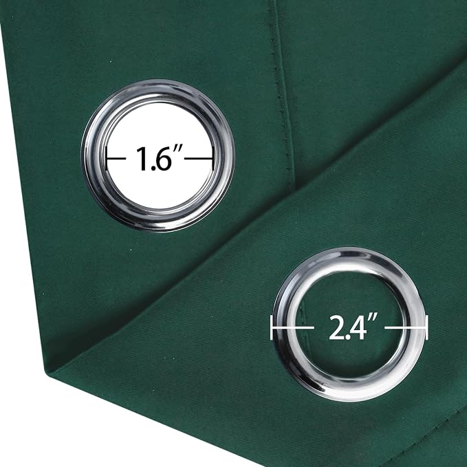 LEMOMO Blackout Curtains 66 x 54 Inch Long Dark Green Curtains Set of 2 Panels - Image 5