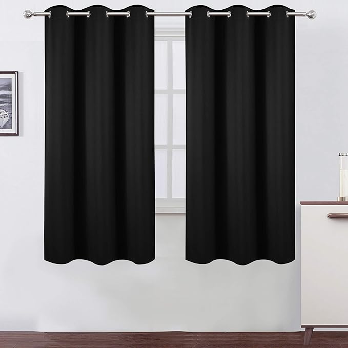 LEMOMO Black Blackout Curtains 34 x 63 Inch Length/Set of 2 Curtain by Lemomo