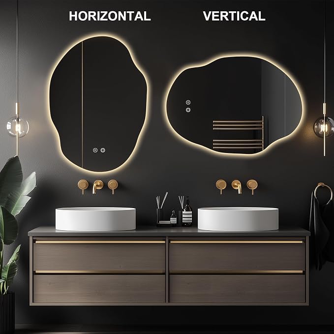 LED Bathroom Mirror with Lights, 25x35 in Asymmetrical Led Bathroom Mirror - Image 6