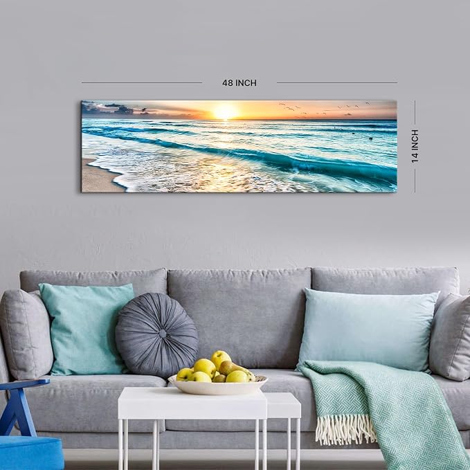 Sunrise Ocean Beach Canvas Wall Art Coastal Room Decor Nature Pictures - Image 3