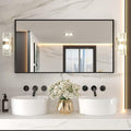 LOAAO 55"X30" Black Rectangle Bathroom Mirror Wall, Matte Black Aluminum Alloy by LOAAO