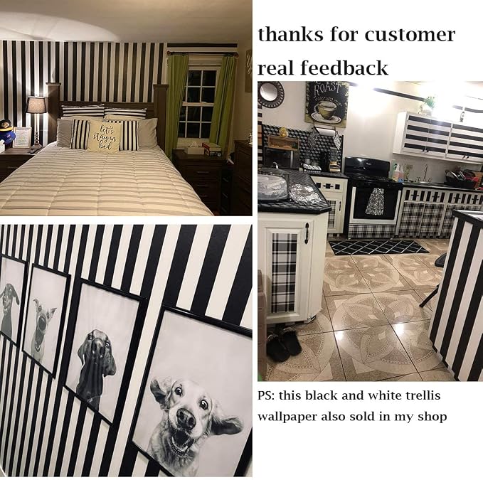 Guvana 197"x17.7" Black and White Stripe Contact Paper Peel and Stick Wallpaper - Image 5
