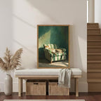Framed Funny Leopard Canvas Wall Art, Vintage Sleeping Cheetah on Sofa Pictures - Image 9