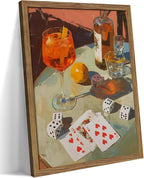 Vintage Framed Cocktail Canvas Wall Art, Retro Dice and Cards Poster Print by Unknown