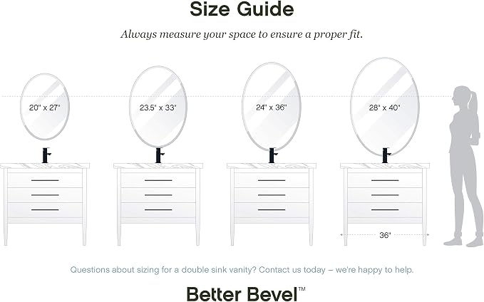 Better Bevel Frameless Oval Mirror, 23.5" x 33" Bathroom Wall Mirror w/Beveled - Image 6