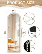 Delma Arched Full Length Mirror, Free Standing Floor Velvet Finish Frame Mirror - Image 3