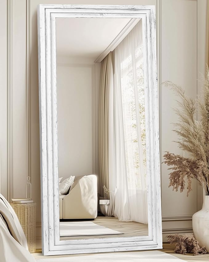 Full Length Mirror 76"x34" Solid Wood Frame Floor Large Mirror - Image 7