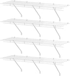 HAUSHOF Closet Shelves Wall Mounted 4-Pack, 4ft x 16in White Metal Wire Shelving by HAUSHOF