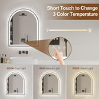 Arched LED Mirror for Bathroom 24"x30", 3 Color Changing, Shatterproof - Image 3