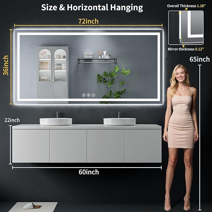72"x36" LED Bathroom Mirror - Image 8