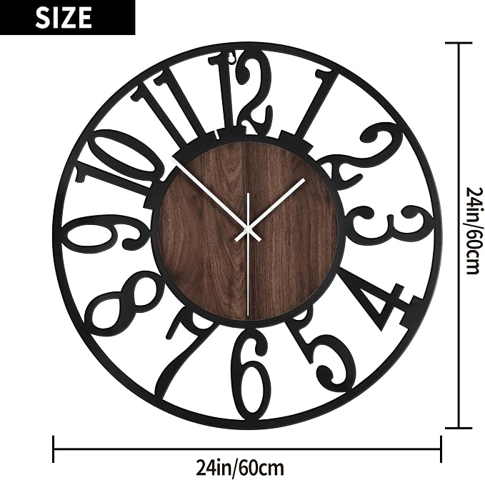 LEIKE Large Wall Clocks for Living Room, Non Ticking, Battery Operated - Image 5
