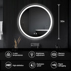 DUMOS 30 Inch Round LED Bathroom Mirror - Image 3