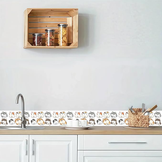 Wallpaper Border Peel and Stick Cute Cartoon Cat - Image 4