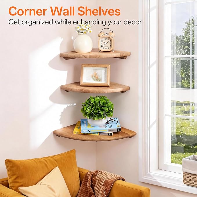 Floating Corner Shelves, Living Room - Image 4